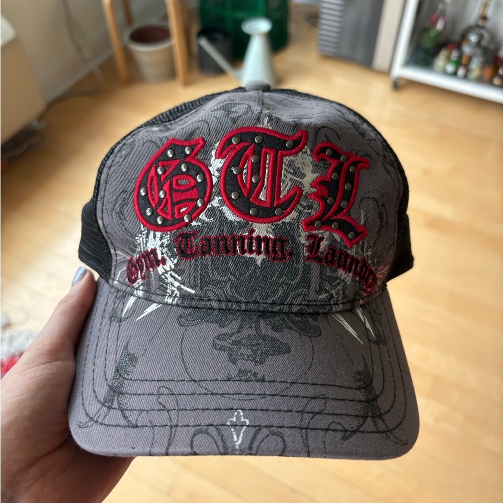 Jersey Shore GTL gym, tan, laundry trucker hat.